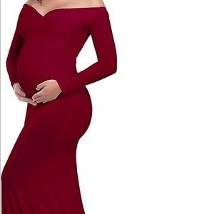 BURGUNDY PHOTO SHOOT MATERNITY DRESS